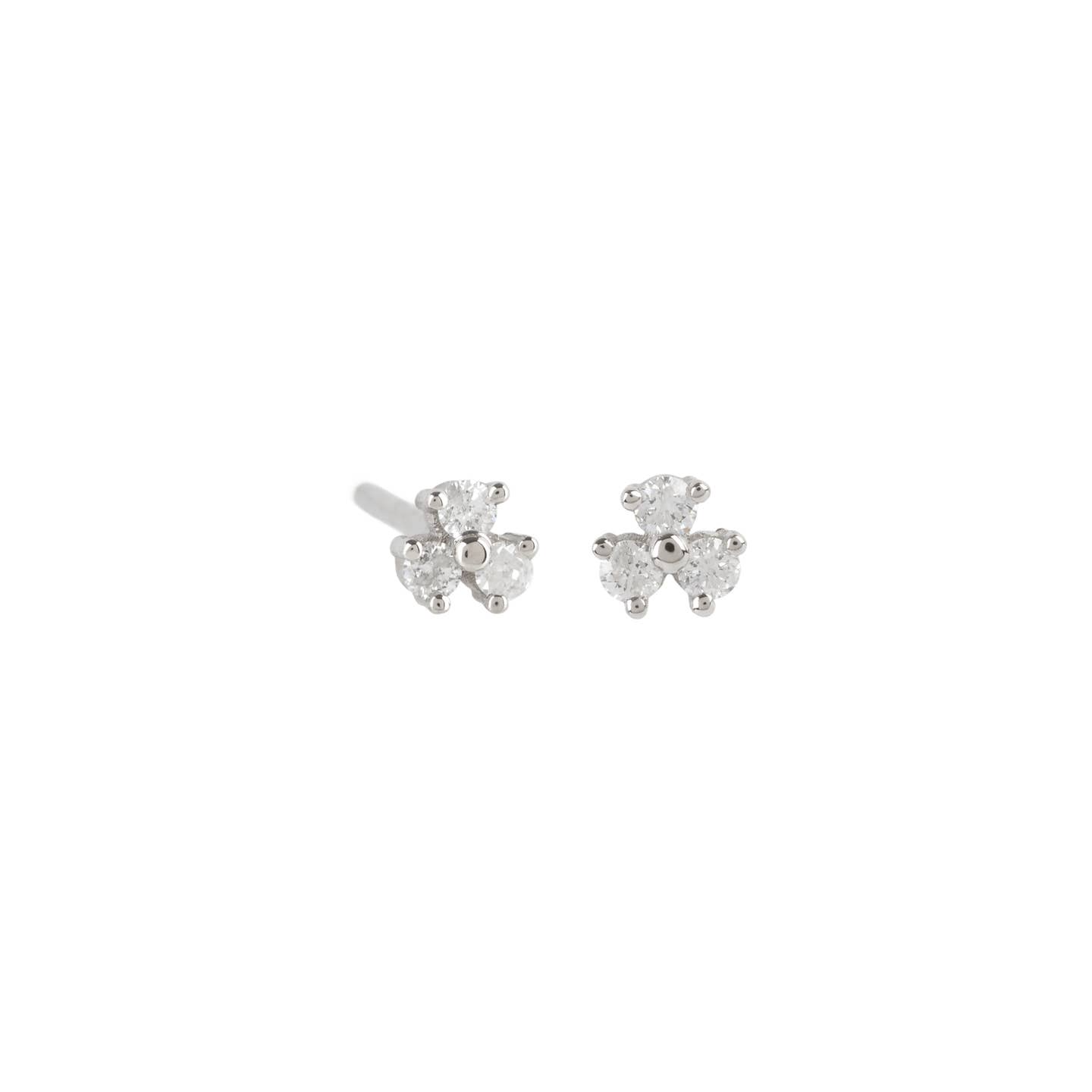 Three Diamond Stud Earrings