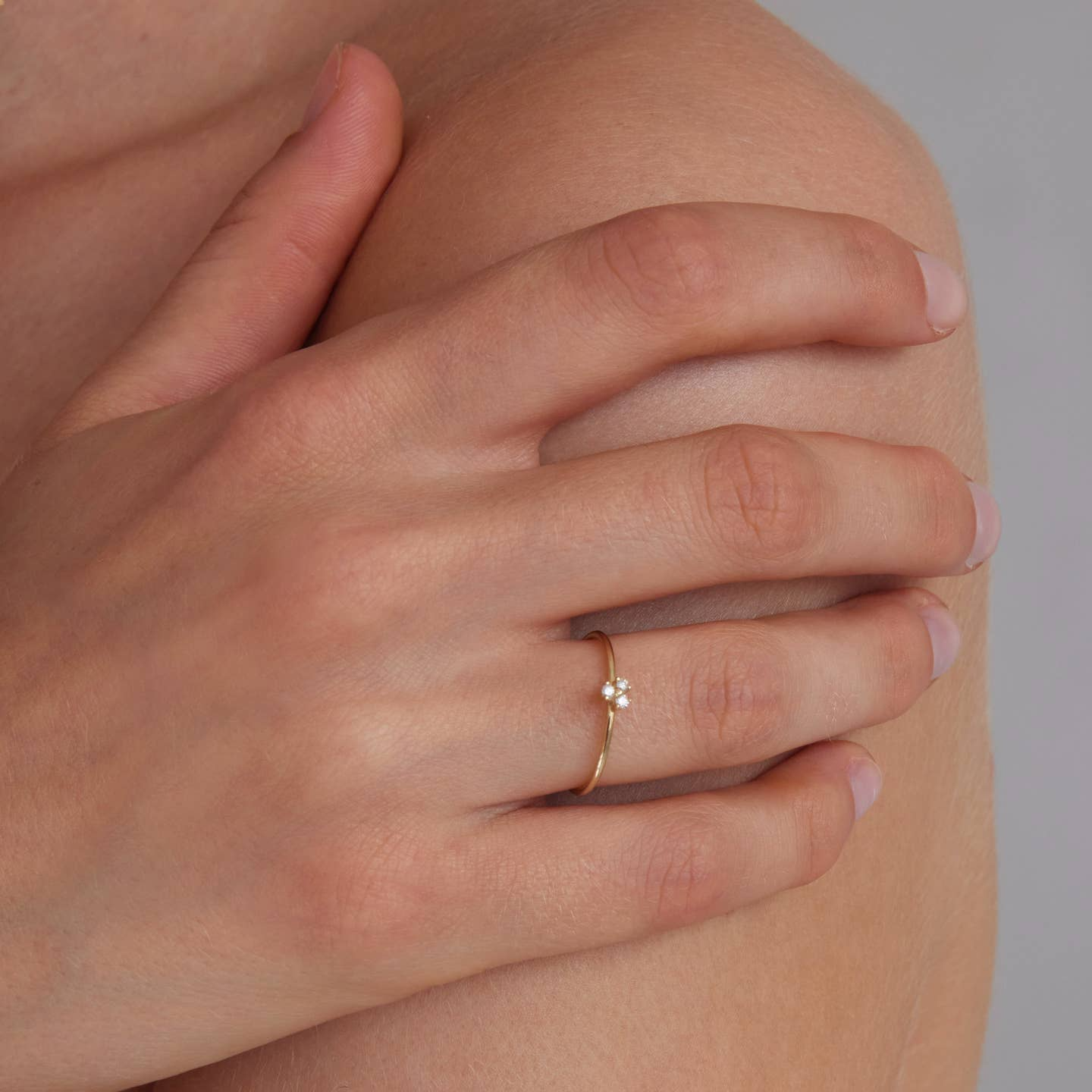 Three Diamond Clover Ring
