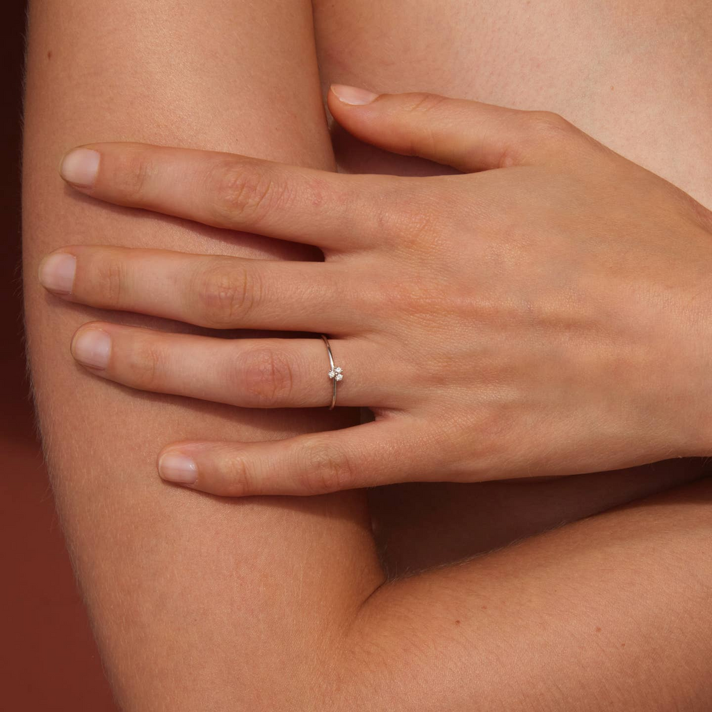 Three Diamond Clover Ring