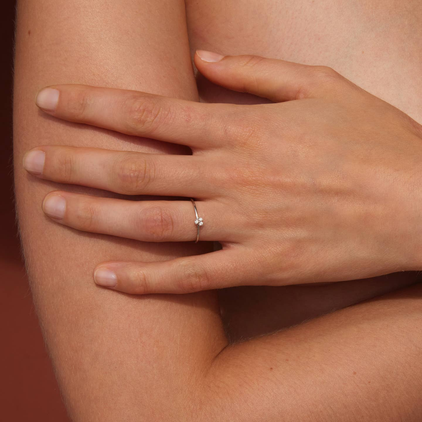 Three Diamond Clover Ring